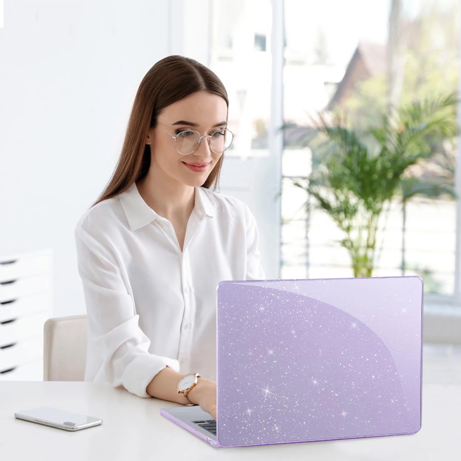 EooCoo Case for MacBook Air 13 inch M4 2025 2024-2022 Release M3 M2 A3240 A3113 A2681 for Mac Air 13.6 inch Glitter Hard Shell