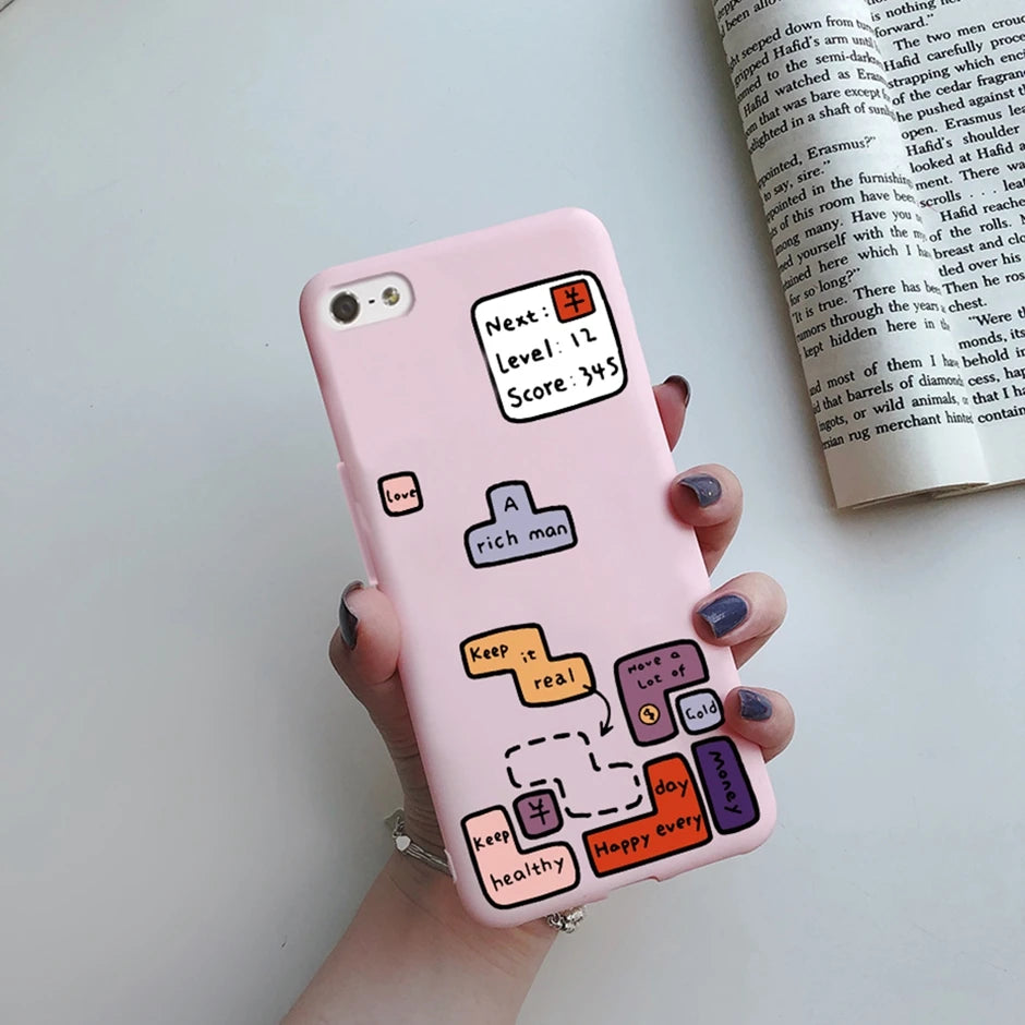 For iPhone 5 5S SE 2016 Case for iPhone 5 S Cover Silicon Cute Painted Case for iphone SE Cover Bumper for iphone 5S Phone Shell