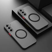 Luxury Magsafe Wireless Charge Case For Samsung Galaxy S20 S21 S22 S23 FE S24 S25 Plus S25 Ultra Shockproof Matte Clear Cover
