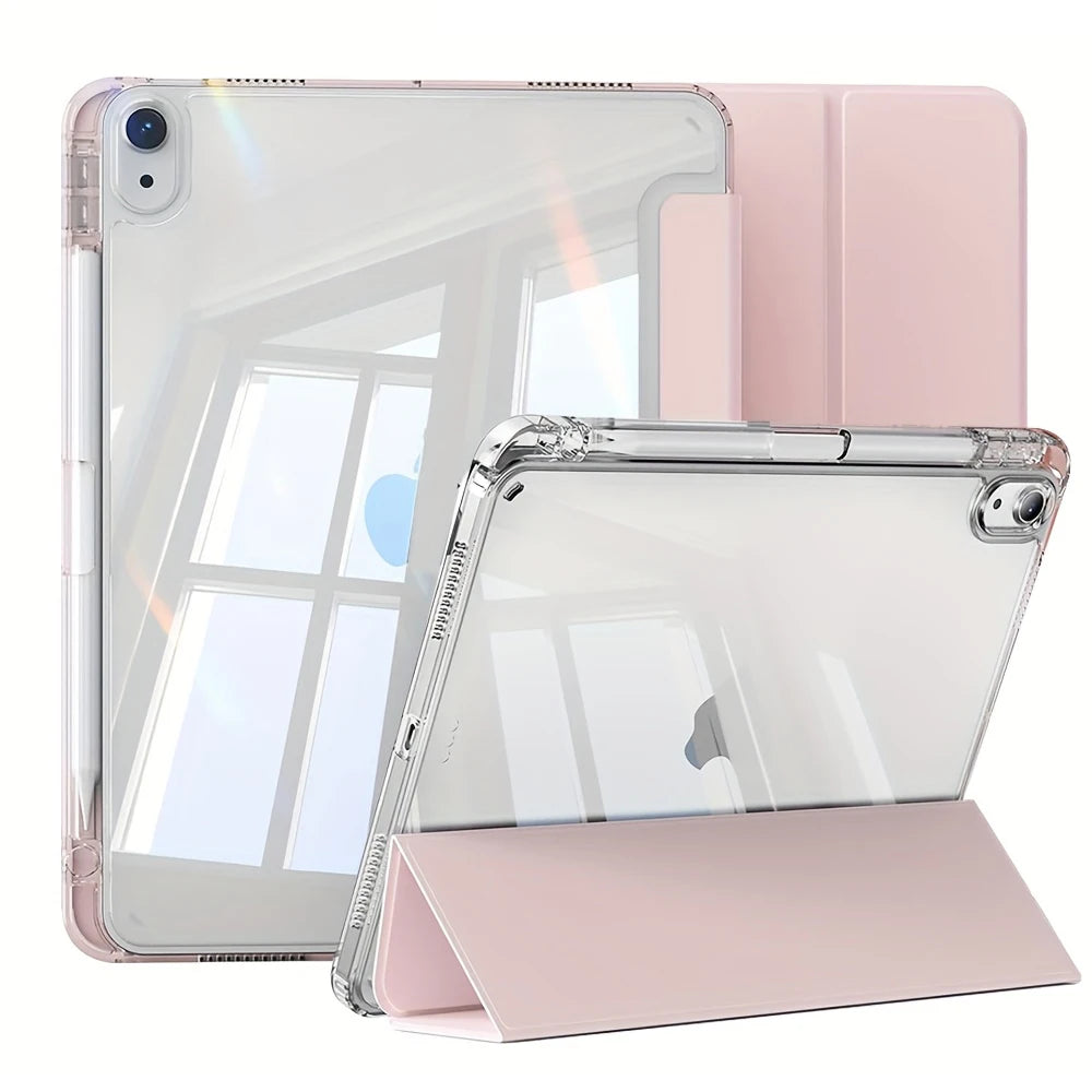 Case For iPad 5 6 7 8 9 10 11 Air 11 13 inch /Mini 6th 7th Gen / Pro 11 12.9 (3rd/4th/5th/6th Gen) Crystal Clear with Pen Holder