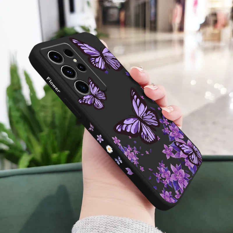 Dreamy Butterfly Phone Case For Samsung Galaxy S25 S24 S23 S22 S21 S20 Ultra FE S10 S10E Plus Note 20 Ultra Silicone Cover
