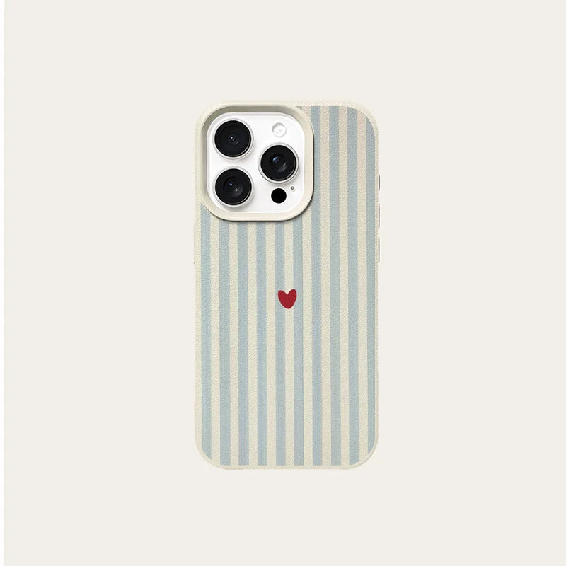 Blue Striped Red Heart Pattern Phone Case for Samsung S26 S25 S24 S23 S22 S21 S20 Note20 Ultra Plus A73 A55 5G Silicone Cover