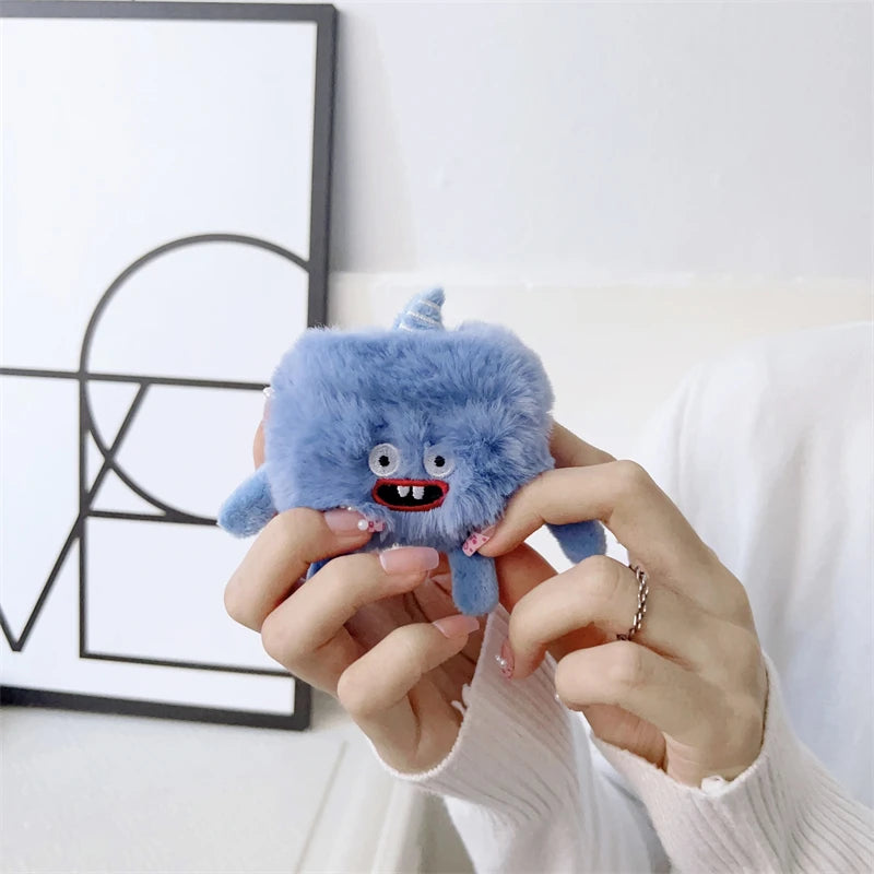 Cute Cartoon Fur Earphone Case for Airpods Pro 3 2 1 Air Pods Pro2 2nd 3rd Generation Funny Fluffy Plush Warm Women Girls Cover