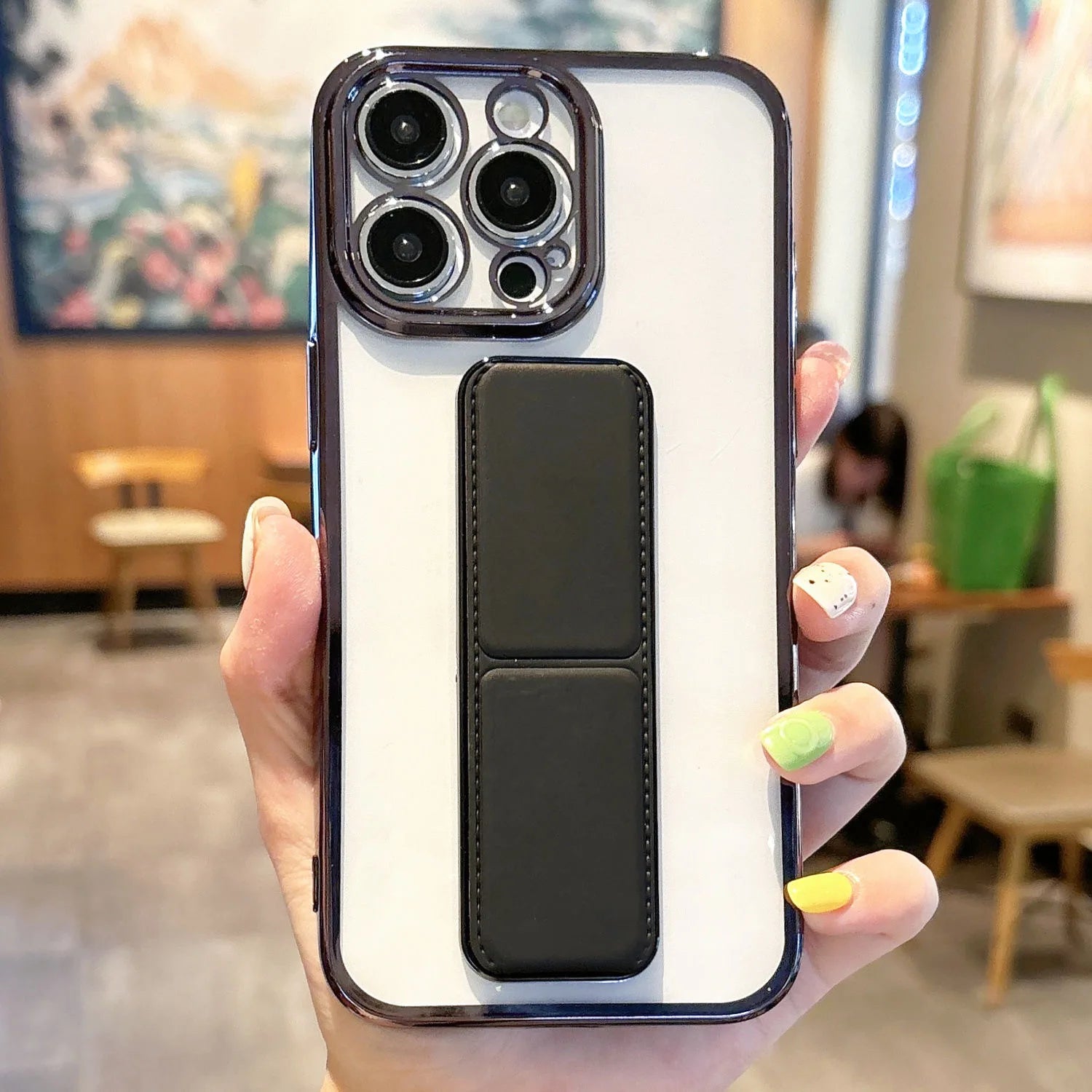For iPhone 16 15 14 13 Pro Max Case Wrist Strap Magnetic Stand Kickstand Silicone Soft Protective Case for iPhone 17 Air Support