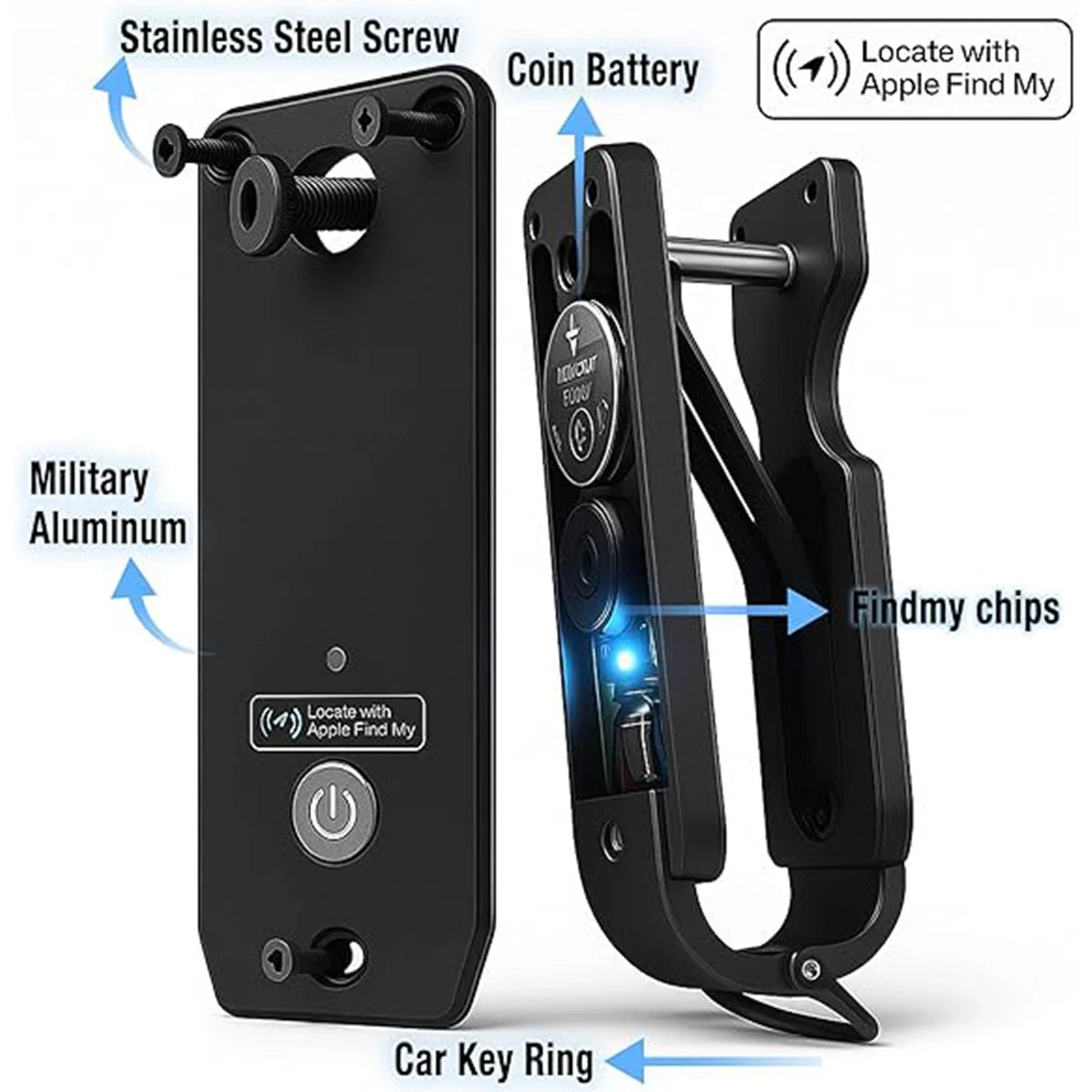 Air Keychain Car Key Chains with GPS Tracker Key Finder Built-in Airtag Chips Works with Apple Find My iOS Only Key Organizer