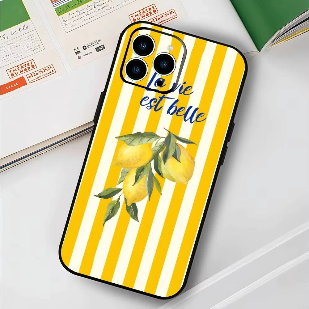 Summer Fruit Lemon Phone Case For Samsung Galaxy S26 ULTRA S25 S24 S23 S22 S21 S20 Ultra Plus FE Note 20 10 Plus Silicone Cover