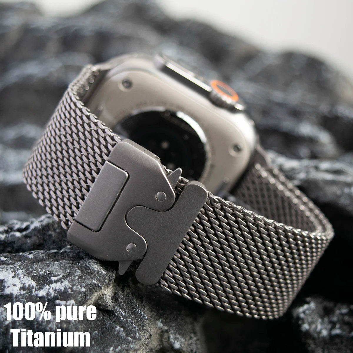 Titanium Band for Apple Watch Ultra 4/3/2 49mm iWatch Series 12 11 10 9 8 Natural Titanium Milanese Loop Strap Parachute Buckle