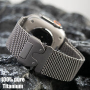 Titanium Band for Apple Watch Ultra 4/3/2 49mm iWatch Series 12 11 10 9 8 Natural Titanium Milanese Loop Strap Parachute Buckle