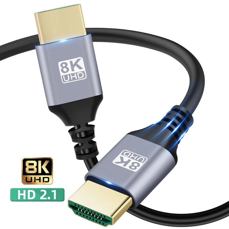 1M 2M 3M 5M 8K HDMI-Compatible Cable 4K@120Hz 8K@60Hz 8K HDMI-Compatible 2.1 48Gbps Adapter Video Cable For HDR PC TV Box PS5