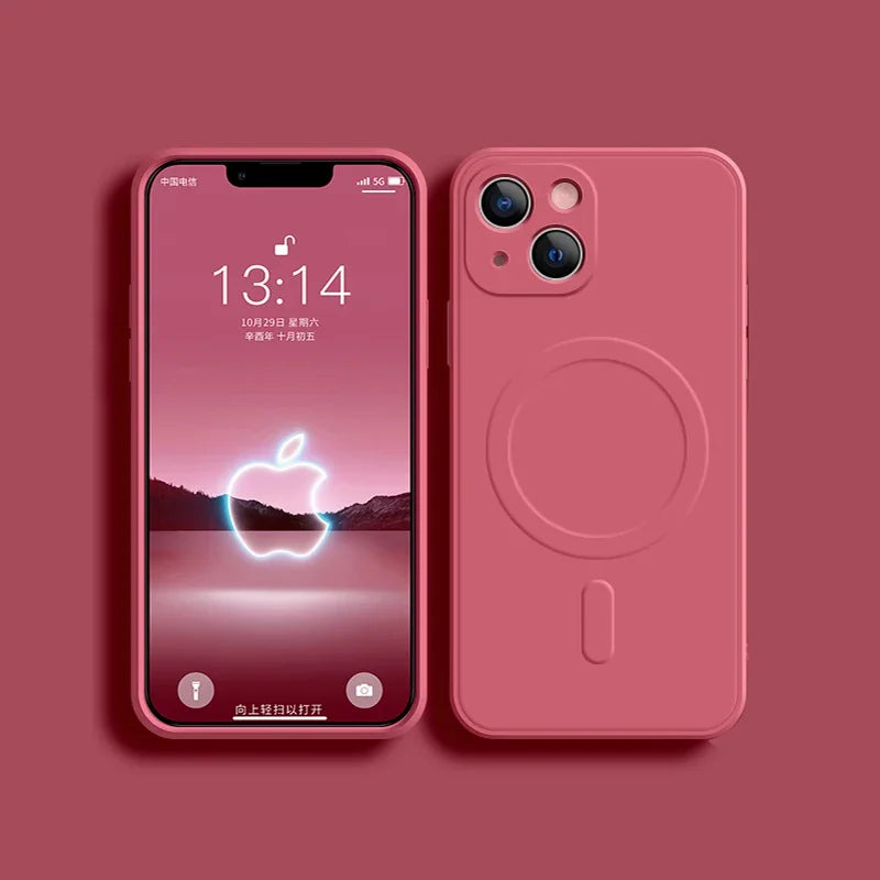 Liquid Silicone Shockproof Case For iPhone 17 16 15 14 13 12 11 Pro Max Plus Phone Magnetic Wireless Charger For Magsafe Cover