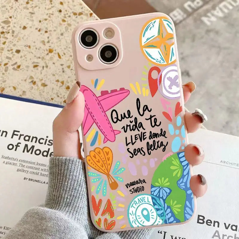 Graffiti Travel Airplane Pattern Phone Case For iPhone 17 16 Pro Max 11 13 12 14 15 16 7 8 Plus XS Max XR X 16E Air Cases Cover