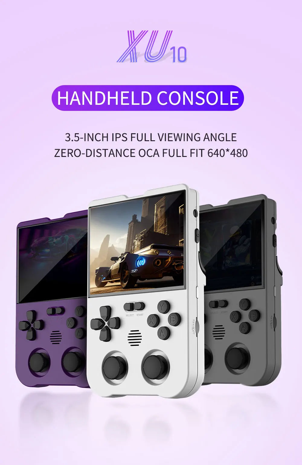 XU10 2.0 Version Retro Handheld Game Console Linux System 3.5 Inch IPS Screen 3000mAh Battery Nostalgic Retro Video Player