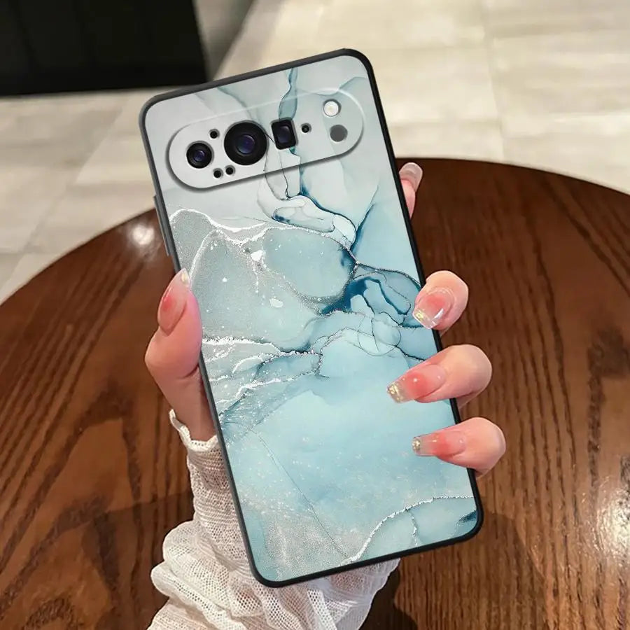 Funda Phone Cover Case for Google Pixel 6a 9a 6 7 8 Pro 10 9 Pro XL 8a 7a Pink And Green Marble