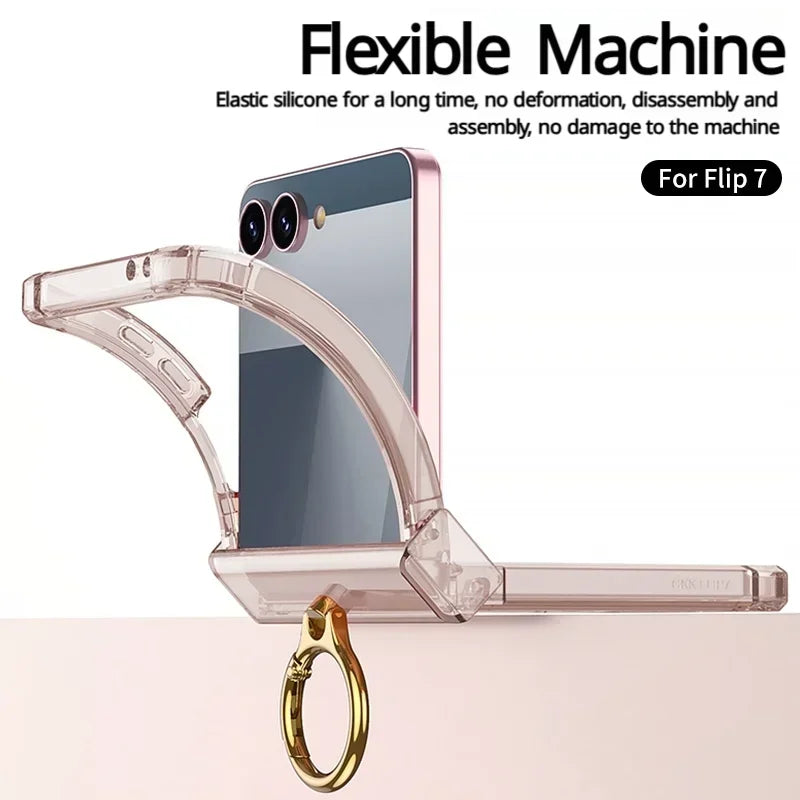 Luxury Ring Holder Airbag Hinge Protection Phone Case For Samsung Galaxy Z Flip 8 6 5 Z Flip7 FE Flip8 Antifall Shockproof Cover