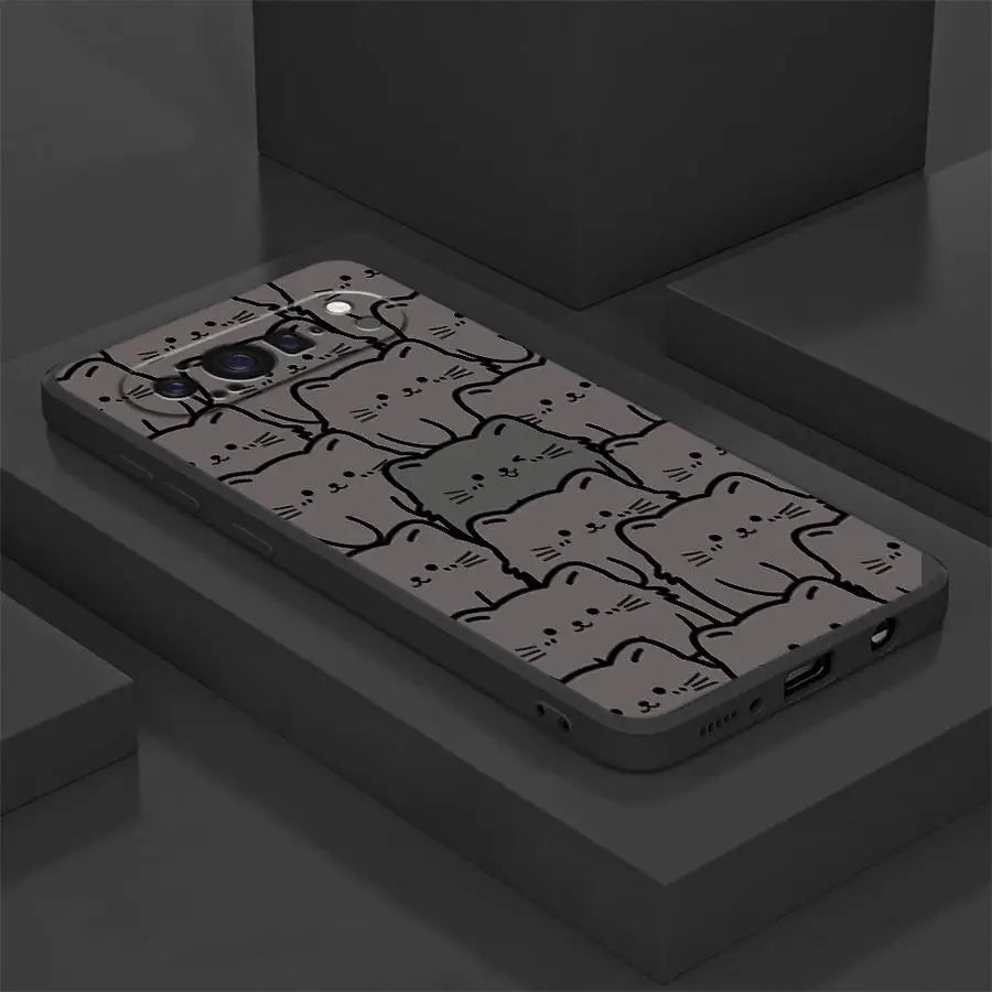 Case for Google Pixel 9a 8a 7a 10 9 Pro XL 6 7 8 Pro 6a Funda Phone Cover Cartoon Cute Cat