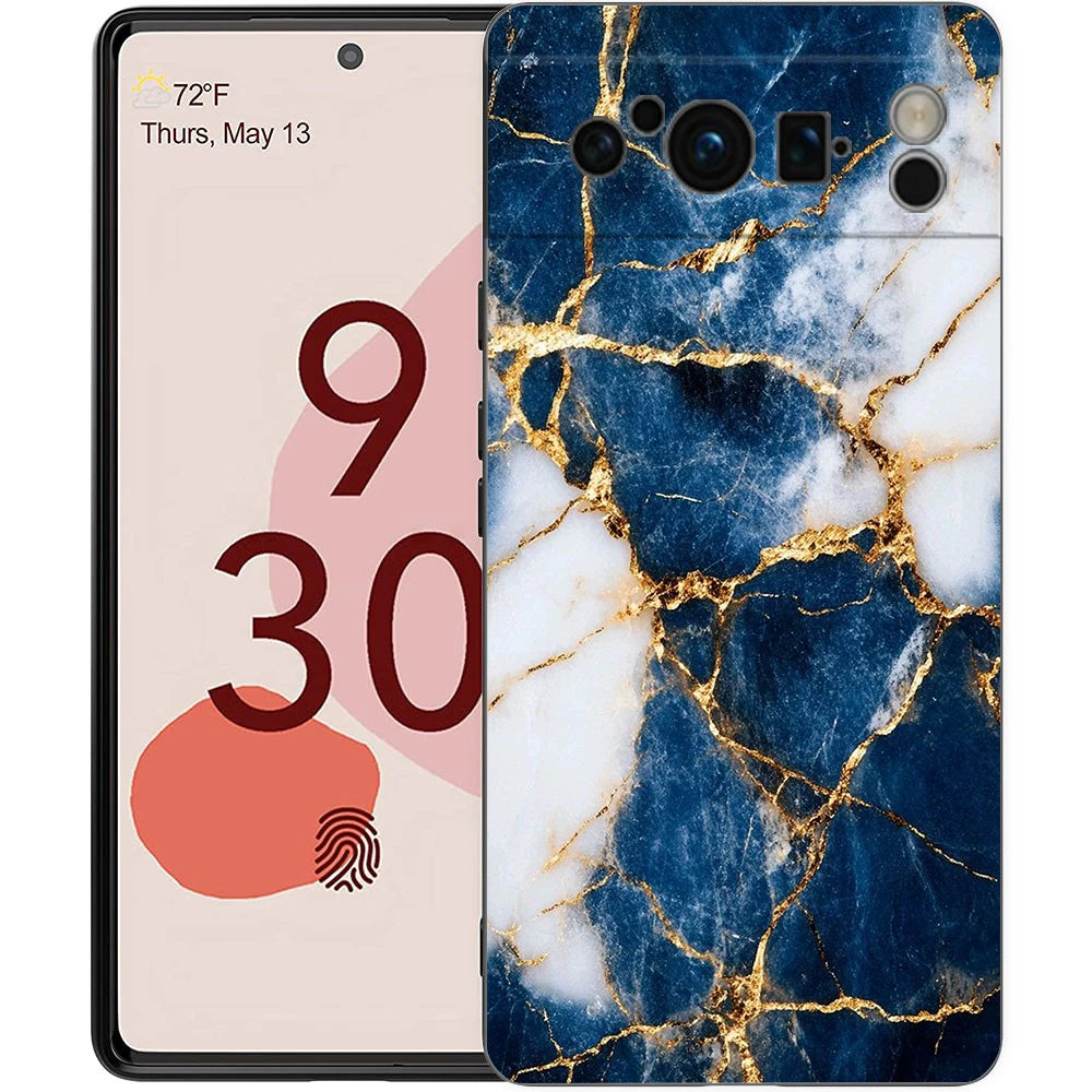 Marble Stone Phone Case For Google Pixel 10A 10 9 8 7 6 Pro XL 9A 8A 6A 7A 5G Soft Shockproof TPU Black Cover
