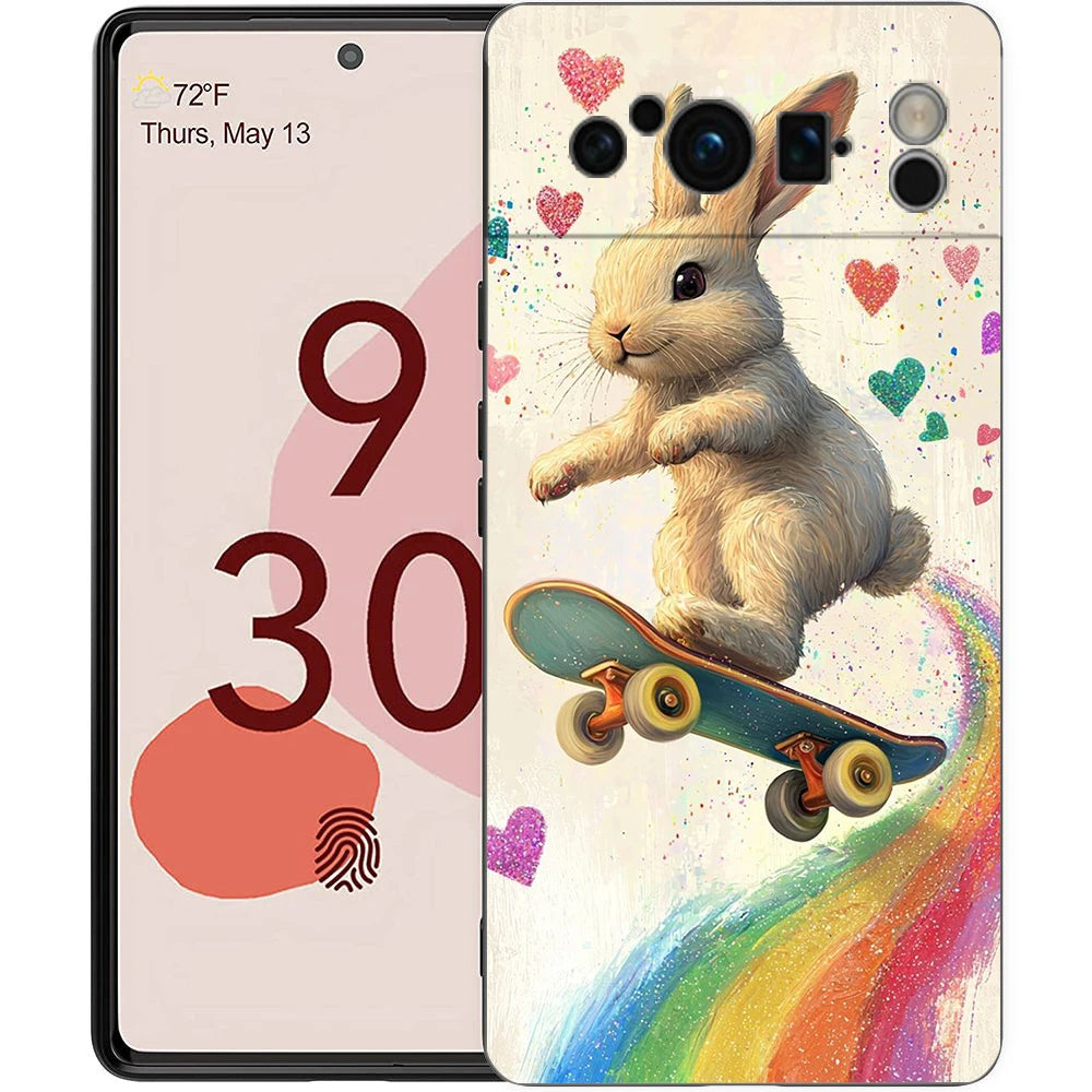 Ink And Wash Painting Rabbit Art Phone Case Cover for Google Pixel 10 9 8 7 6 7A 6A Pro Shockproof Soft TPU 9 Pro XL Shell Capas