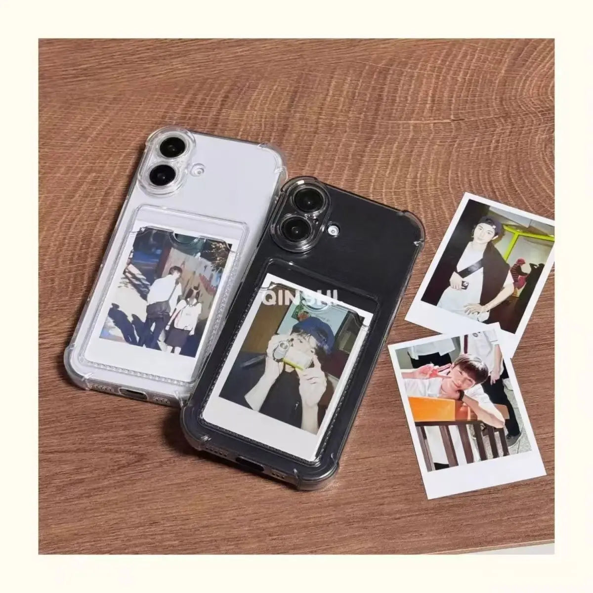 Photo Card Wallet Bag Case For iPhone 17 16 Pro Max 11 12 13 14 Pro 15 Plus 17 Air X XS Max 6 7 8 Plus SE Clear Cover Phone Case
