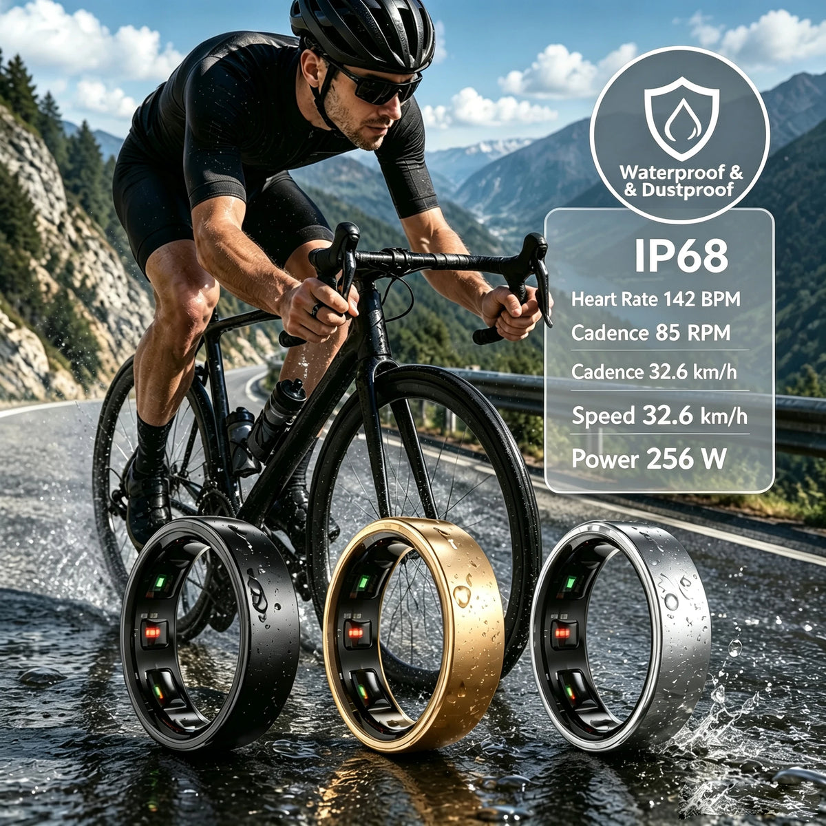 Smart Ring Men Women, Heart Rate and Blood Oxygen Monitor, Calorie Movement Tracking,IP68 & 5ATM Waterproof, Multi-sport Mode