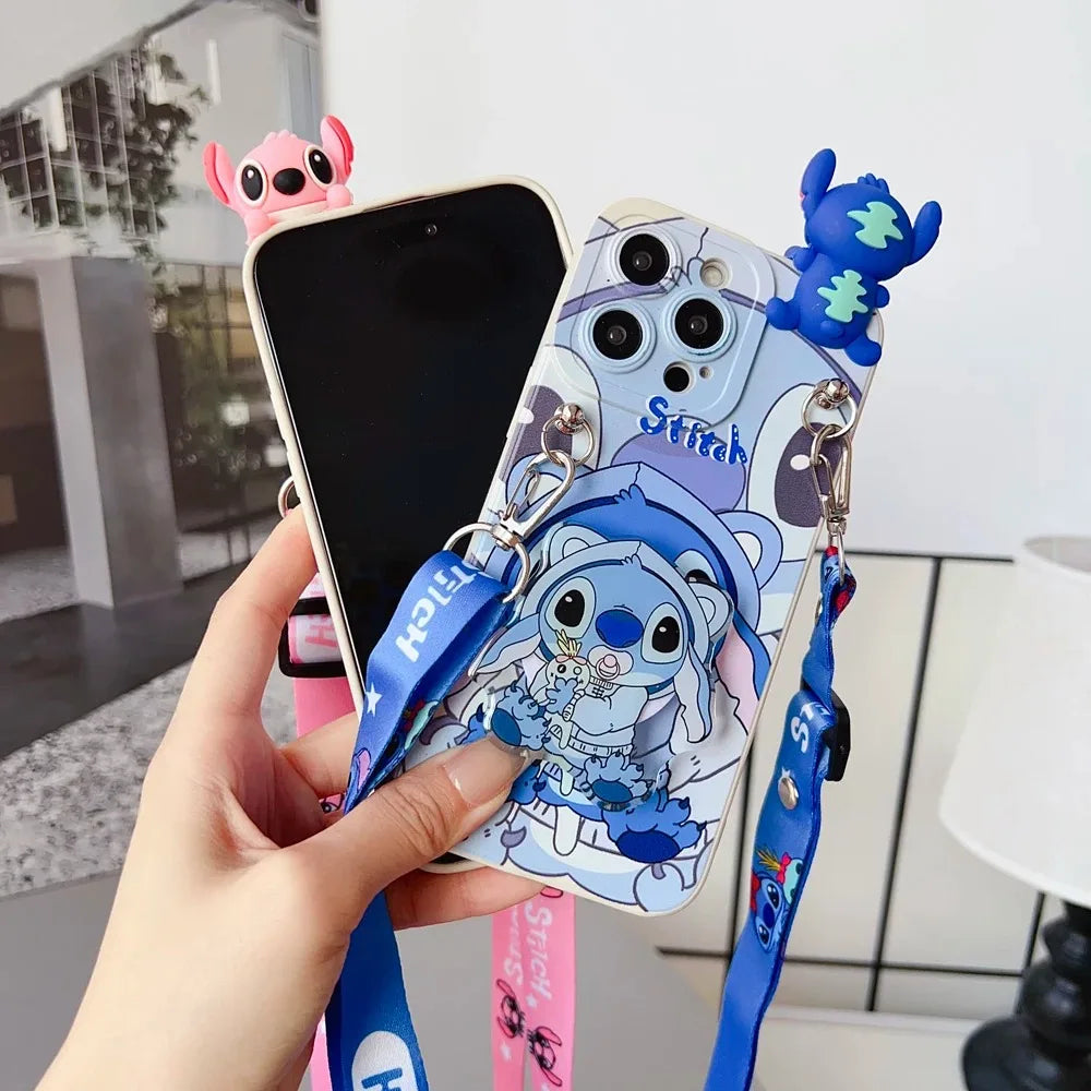 For Samsung Galaxy S20 S21 S22 S23 S24 S25 Plus Ultra FE Edge Maid stitch Case Pacifier Stitch Case With Holder Rope