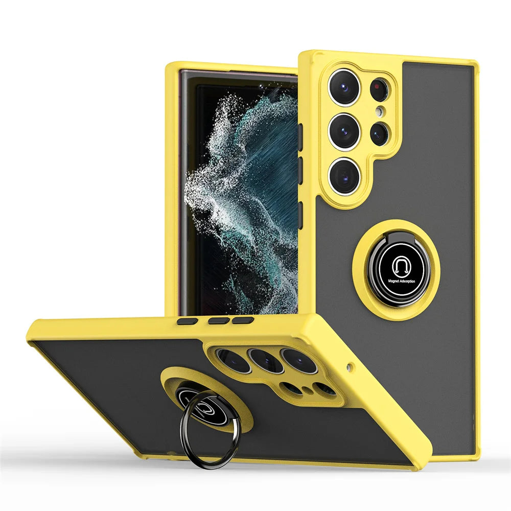 Shockproof Armor Matte Case For Samsung Galaxy S24 S23 S22 S21 S20 Ultra FE Note 20 Ultra 5G A32 A52 A72 S10 Plus Magnetic Holde