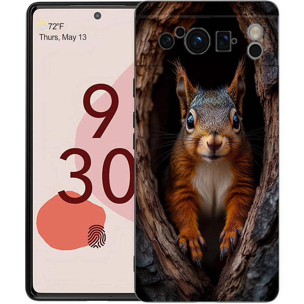 Cartoon Animal Bear Fox Squirrel Phone Case For Google Pixel 10 9 8 7 6 Pro XL 9A 8A 6A 7A 5G Soft Shockproof TPU Black Cover