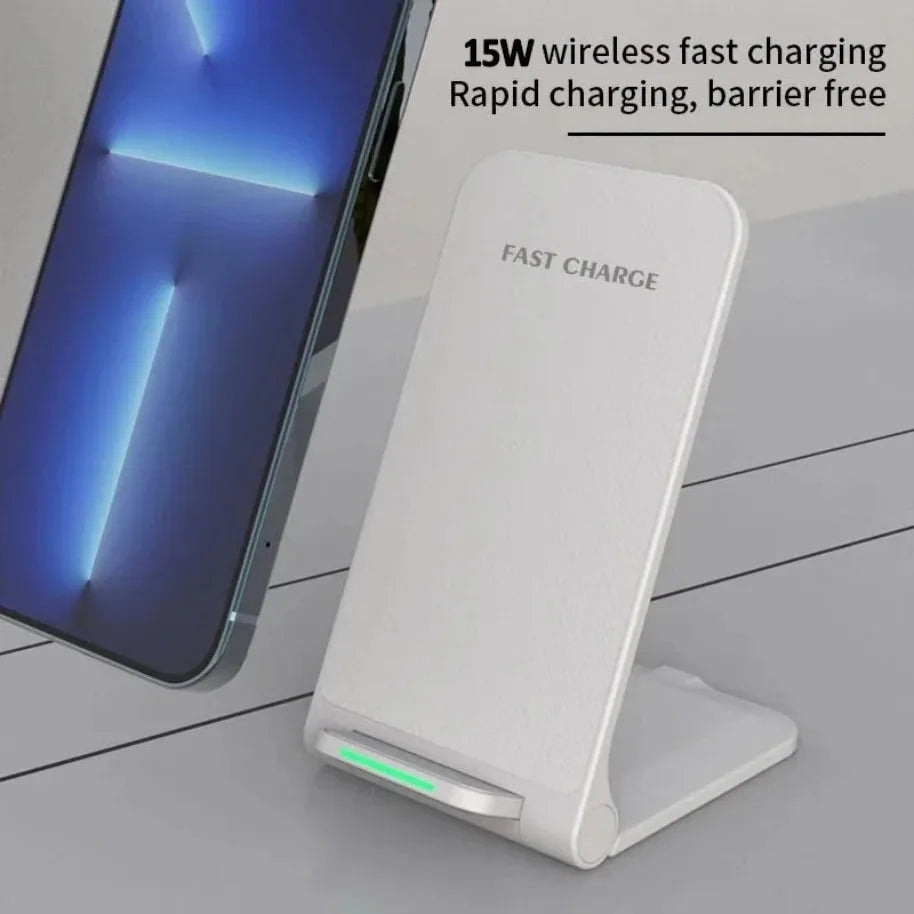 Wireless Charger Stand Pad for iPhone 17 16 15 14 13 12 Pro Samsung Xiaomi Phone Chargers Induction Fast Charging Dock Station