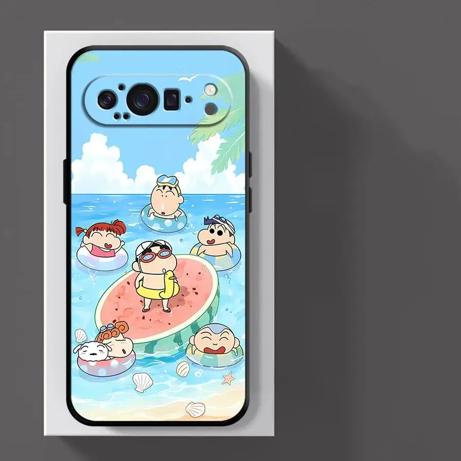 Cute Crayons Shinchan Funda Phone Cover Case for Google Pixel 10A 8a 6a 9a 6 7 8 Pro 10 9 Pro XL 7a
