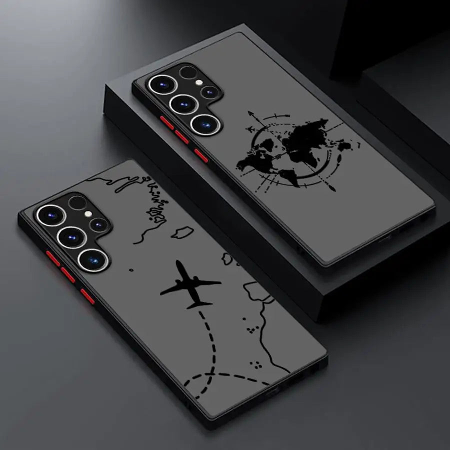 Line Airplane Topographic Back Phone Cover Case for Samsung Galaxy S9 S24 FE S22 Plus S25 Edge S21 S23 Ultra S20 S10