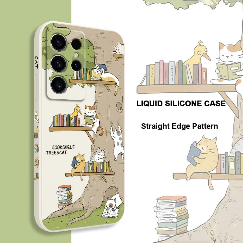 Big Tree Kitten Phone Case For Samsung Galaxy S25FE S24 S23 S22 S21 S20 S10 S10E Ultra Plus FE Note 20 Ultra 10 Plus Cover