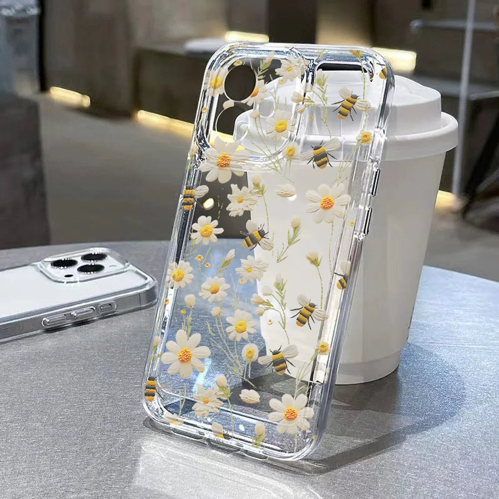 Cute Flower Clear Case For Samsung Galaxy A56 5G A36 S25 Ultra S26 S24 FE S23 S22 Case A55 A54 A35 A26 A07 A17 Shockproof Cover