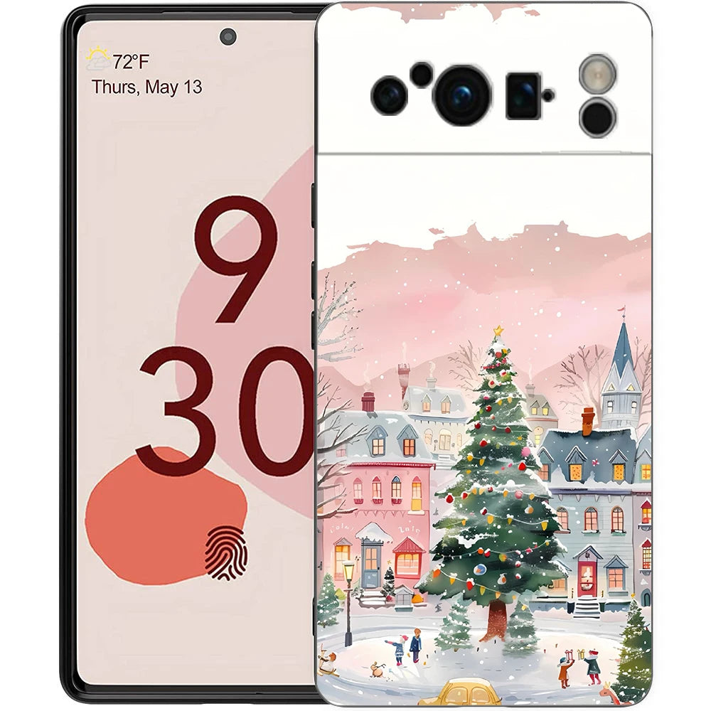 Cartoon Christmas Style Phone Case For Google Pixel 10A 10 9 8 7 6 Pro XL 9A 8A 6A 7A 5G Soft Shockproof TPU Black Cover