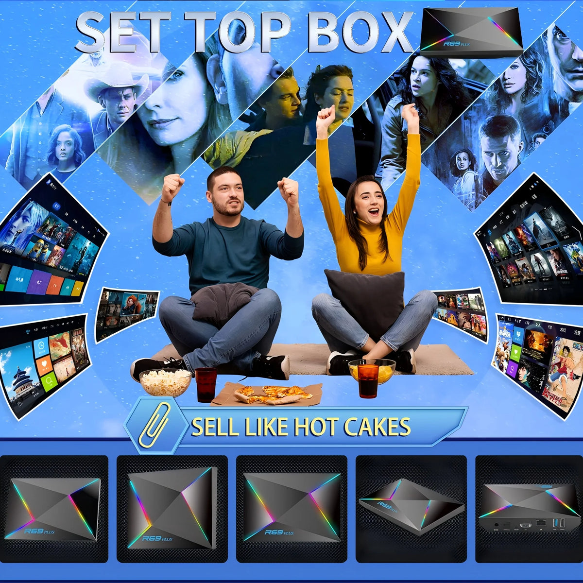 R69 Plus TV Box Android14 Ultra Voice Control HDR10 8K Allwinner H728 Octa Core 1000M LAN WIFI 6 BT5.0 Media Player Set Top Box
