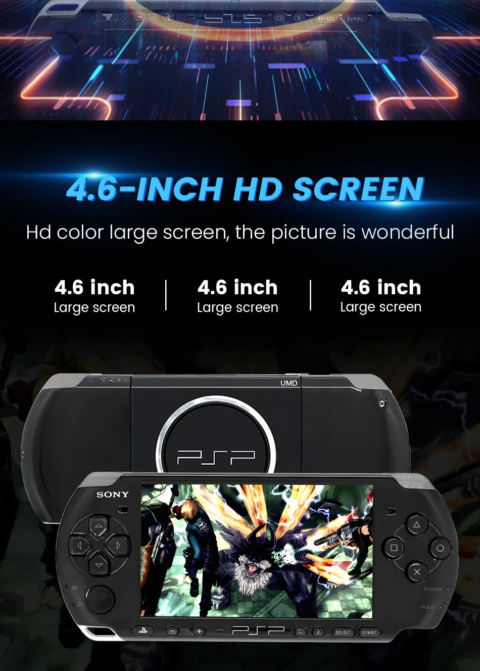 Original Sony PSP 3000 Handheld Game Console PlayStation Portable PSP-3006 Arcade Game Console Holiday Gift with Free Games