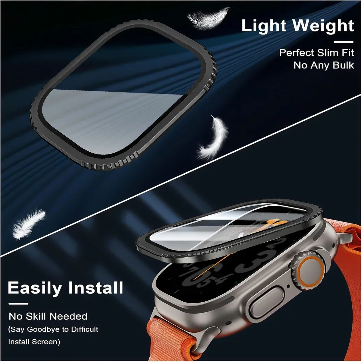Alloy Frame+Tempered Glass for Apple Watch Ultra 3 2 1 49mm Screen Protector HD Anti Scratch Film for Iwatch Ultra 49mm Series