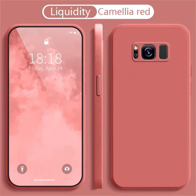 Simple Silicone Phone Case for Samsung Galaxy S8 S9 S10 S20 S21 S22 S23 S24 S25 FE Plus Camera Protective Shockproof Back Cover