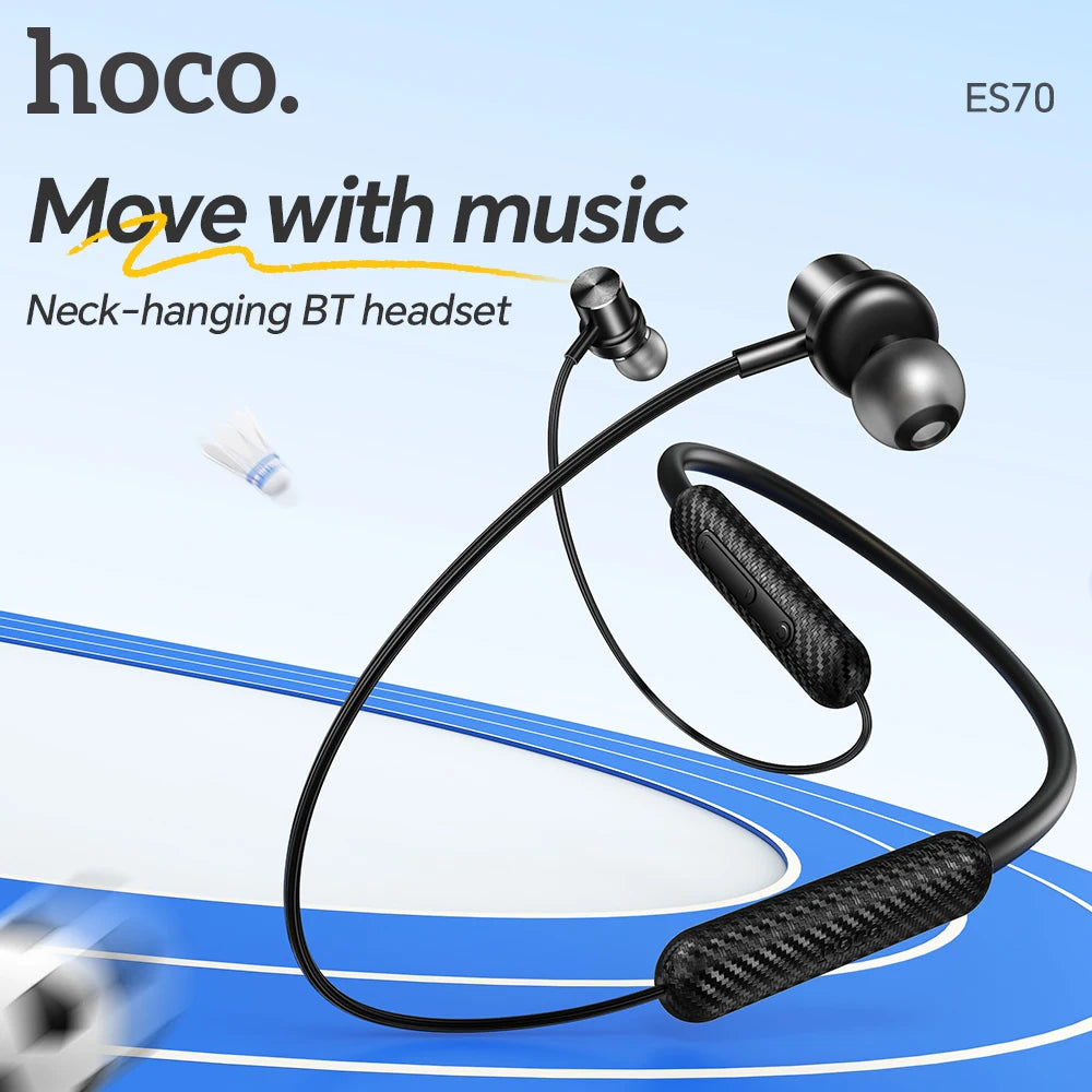 HOCO ES70 Neckband Headsets Bluetooth Wireless Headphones Outdoor Sport Earphones Portable Hifi Sounds Earbuds With Microphone