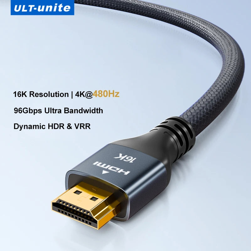 16K HDMI 2.2 Cable 96Gbps Ultra High Speed 8K120Hz 4K480Hz HDMI Cord HDCP 2.3 HDR10 for PS5/Xbox Series X|S/Roku TV/Gaming