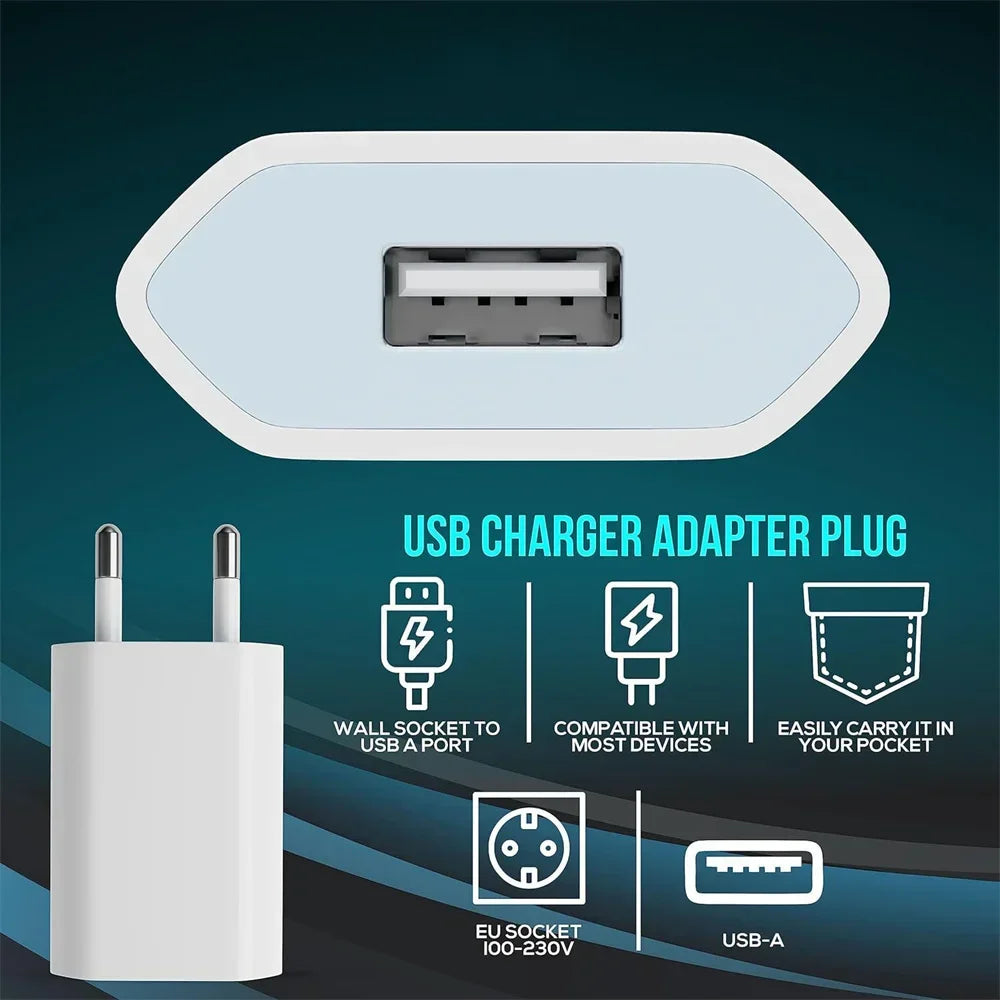 5V 1A USB Charger Fast Charging Mobile Phone Travel Wall Charger For iPhone Samsung Xiaomi Huawei Portable QC3.0 EU Plug Charger