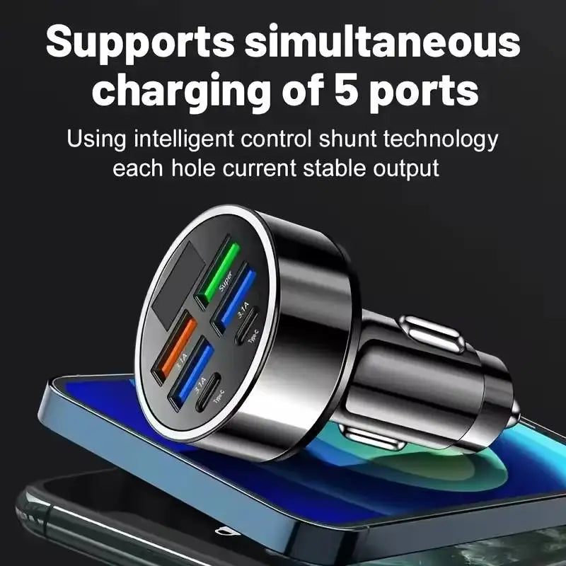 Fast Charging Car Phone Charger Adapter 4 Ports USB Car Charger Type C PD Quick Charge 3.0 Car Charger