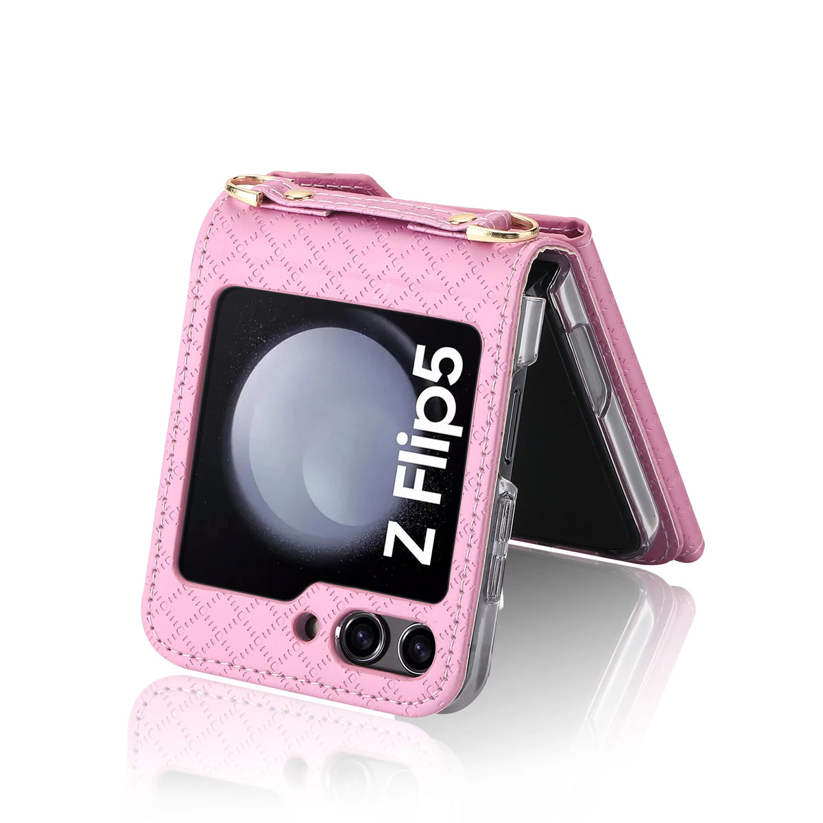 Zipper Leather Case For Samsung Galaxy Z Flip 8 7 FE 6 5 4 3 Flip8 Card Holder Wrist Strap Handbag Magnetic Folio Wallet Cover