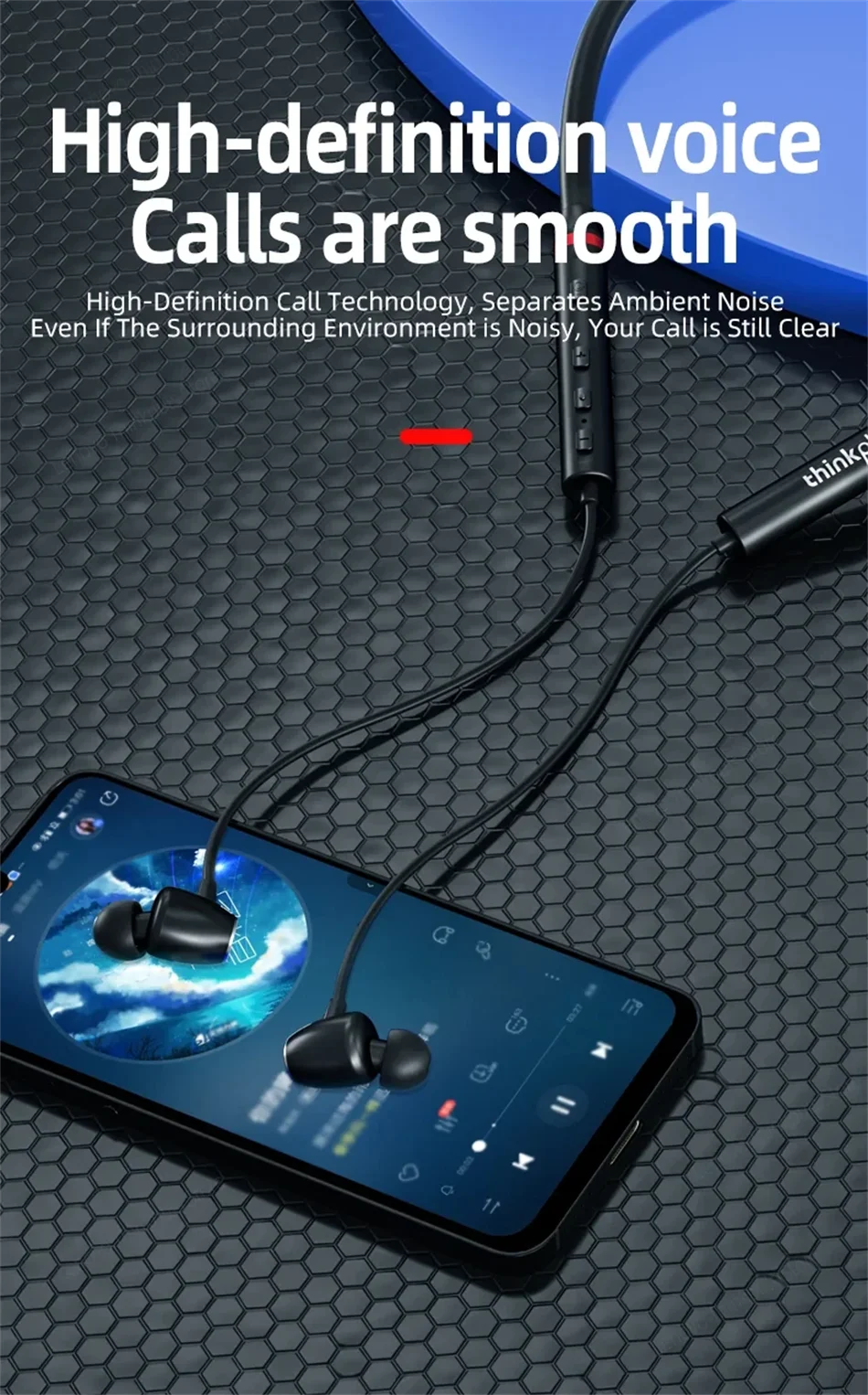 Original Lenovo HE05X Bluetooth 5.0 Sports Neckband Earphones HiFi Stereo Sound Music Headphone Long Battery Life HD Call Earbud
