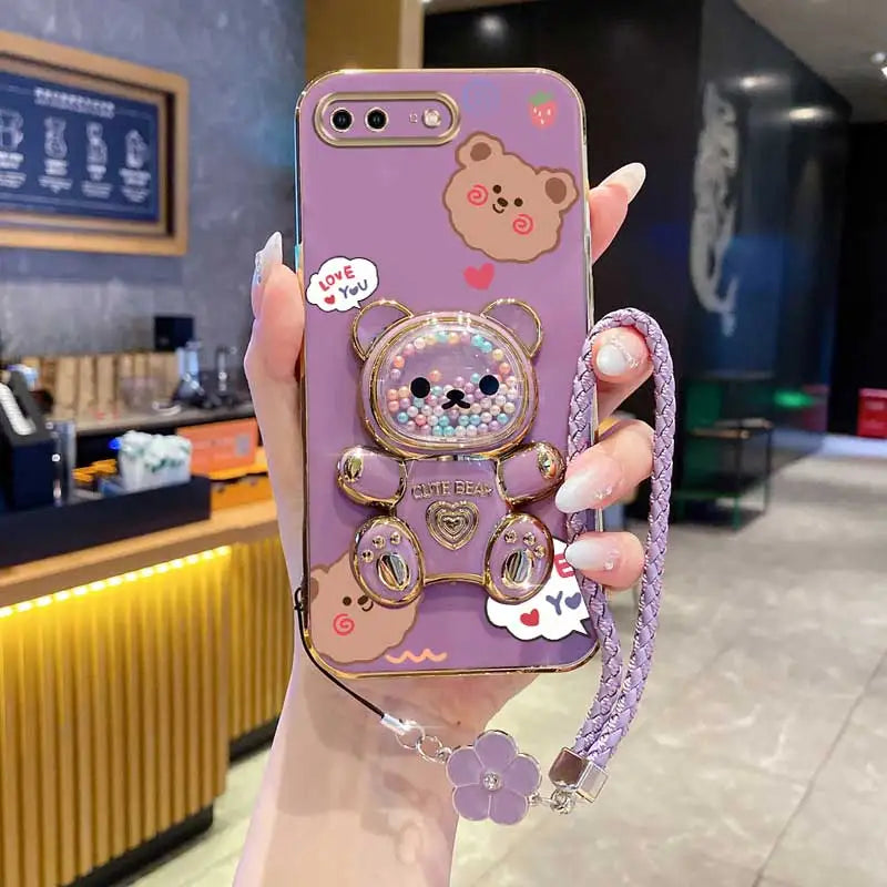 Clover Strap Lanyard Love You Bear Phone Holder Case On For iPhone 8 Plus 7 6 6s Plus Se 2020 7plus 8plus X XR XS Max Back Cover