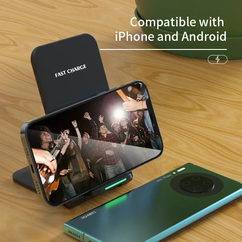 Wireless Charger Station Earphone Phone Fast Charging Charger Holder For iPhone 16 15 14 13 Pro Max Samsung S24 S23 Xiaomi