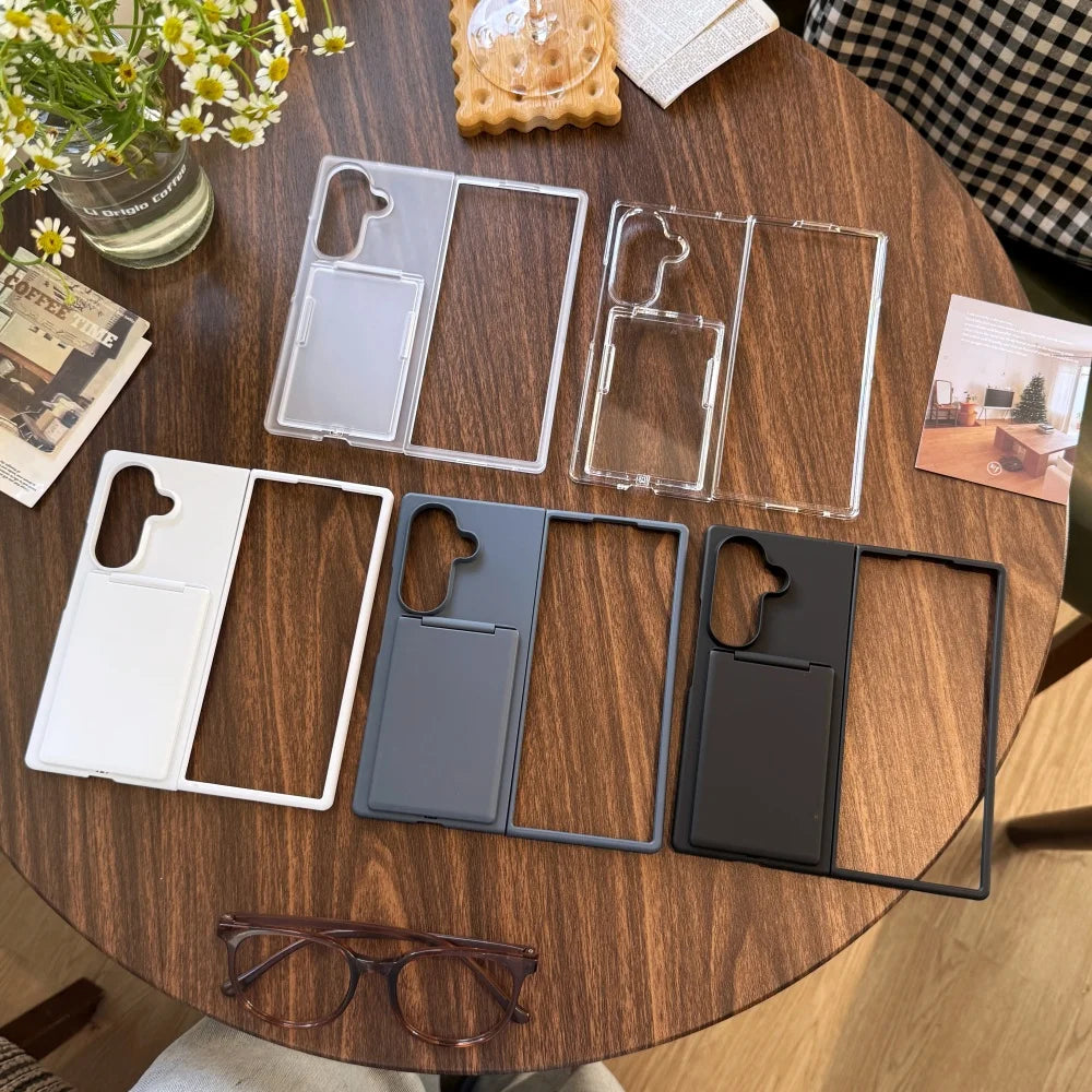 Wallet Holder Transparent Phone Case For Samsung Galaxy Z Fold 8 Ultra Z Fold 8 7 6 5 Frosted Clear Card Slot Hard Cover Z Fold8