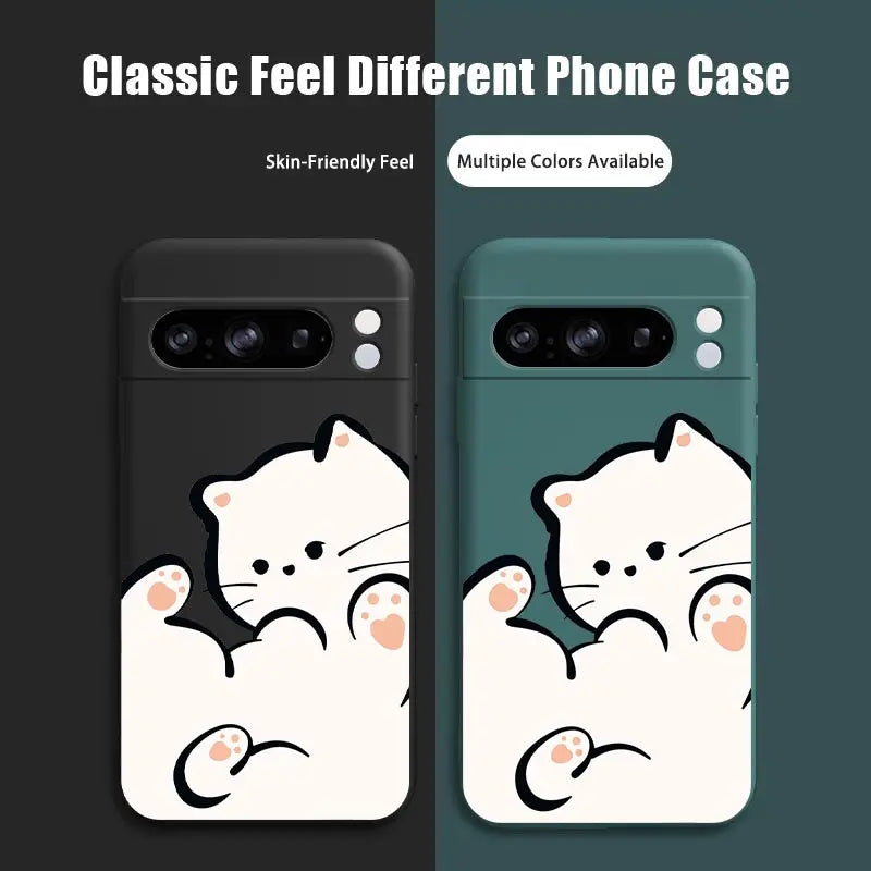 Pixel 8Pro Fluffy Kitten Bracelet Silicone Phone Case For Google Pixel 8Pro 3XL 3A 4 4A 8 8A 5 7 7A 9 9Pro 9ProXL 6A Cover