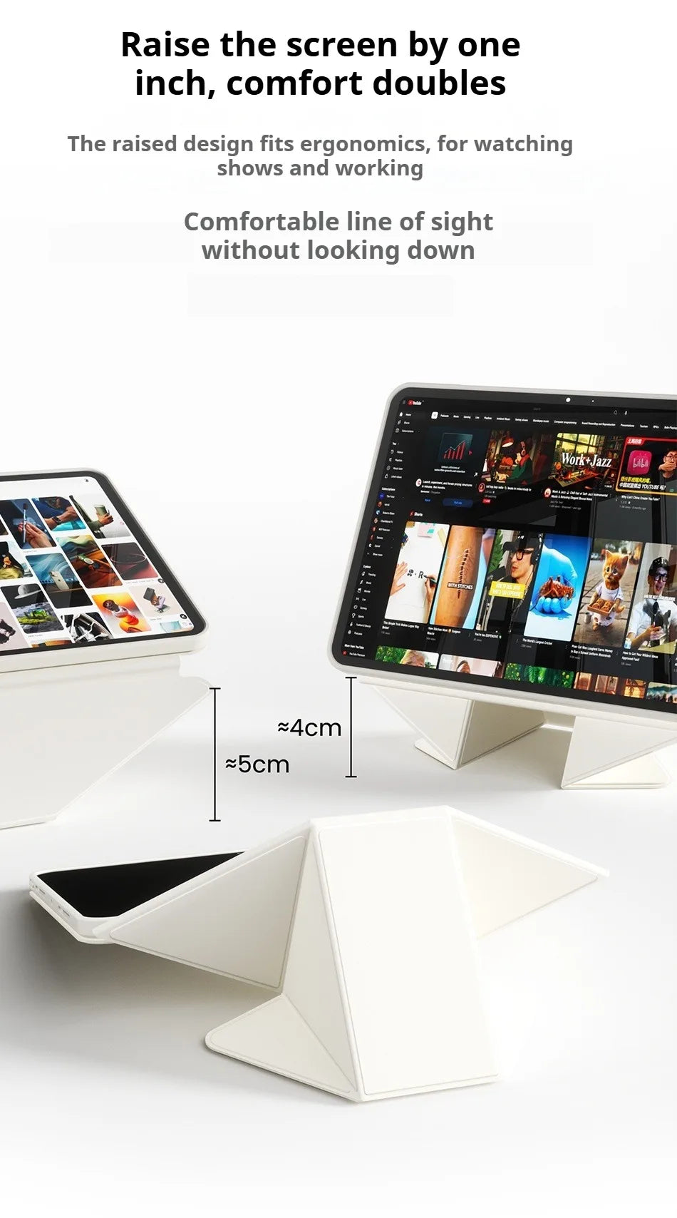 ZOYU for iPad 10/11th Increase Height Bracket Case, Magnetic Transparent Removable Cover iPad Pro 11 12.9 13 Air 4/5th mini 6/7