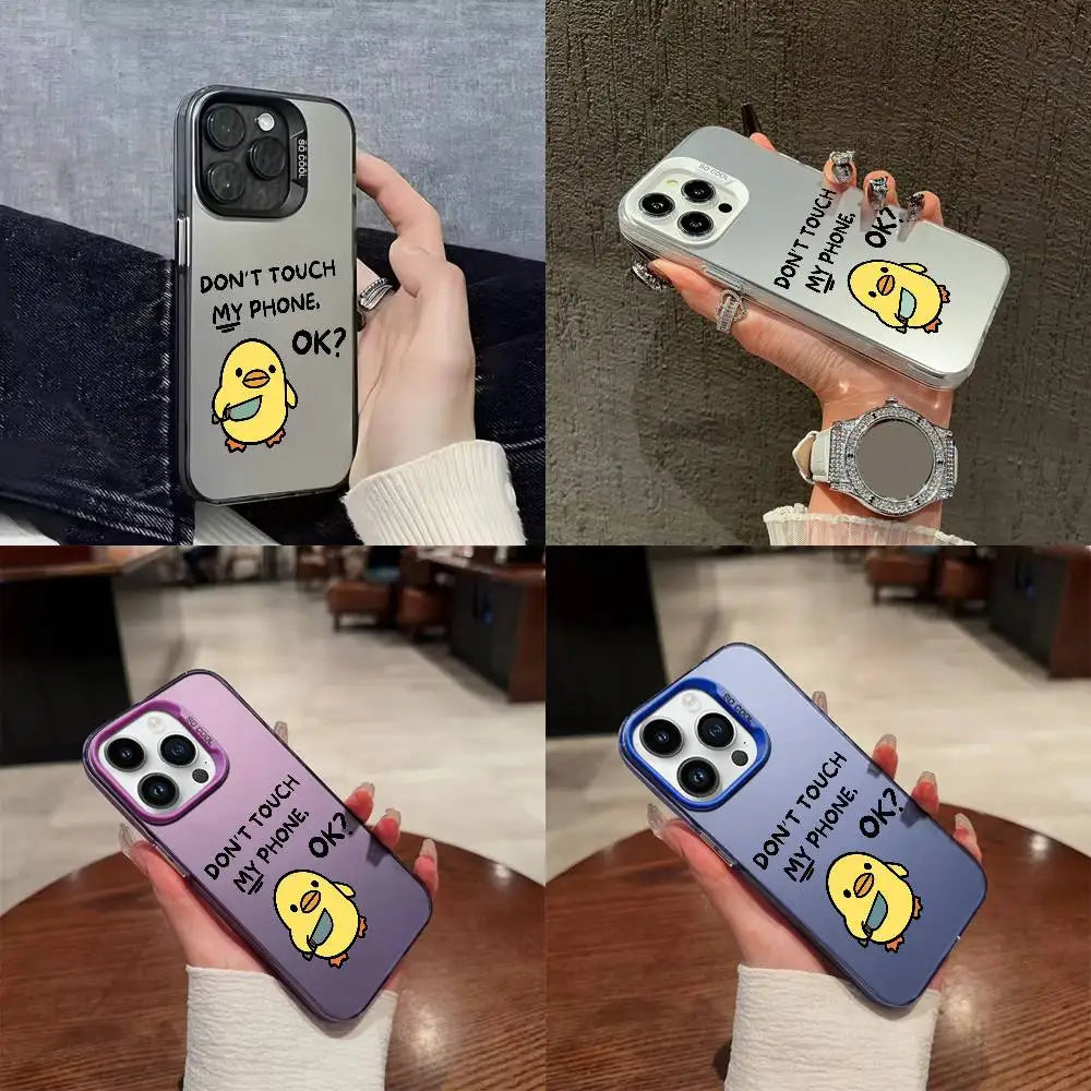 Duck Dont Touch My Phone Phone Case For iPhone 17,16,15,14,13,12,Pro,Max,Plus,E,SE4,Air,Mini Colorful IMD Box