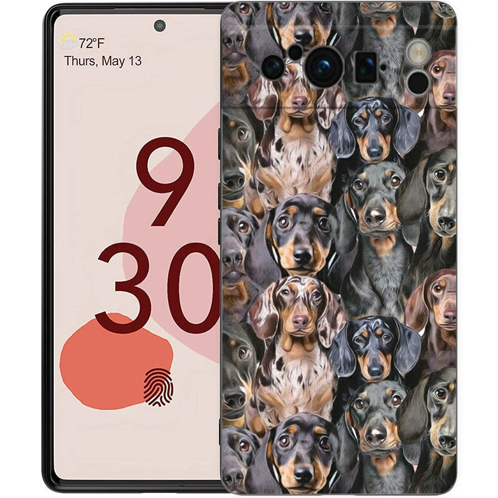 Cute Dachshund Bulldog Phone Case For Google Pixel 10A 10 9 8 7 6 Pro XL 9A 8A 6A 7A 5G Soft Shockproof TPU Black Cover