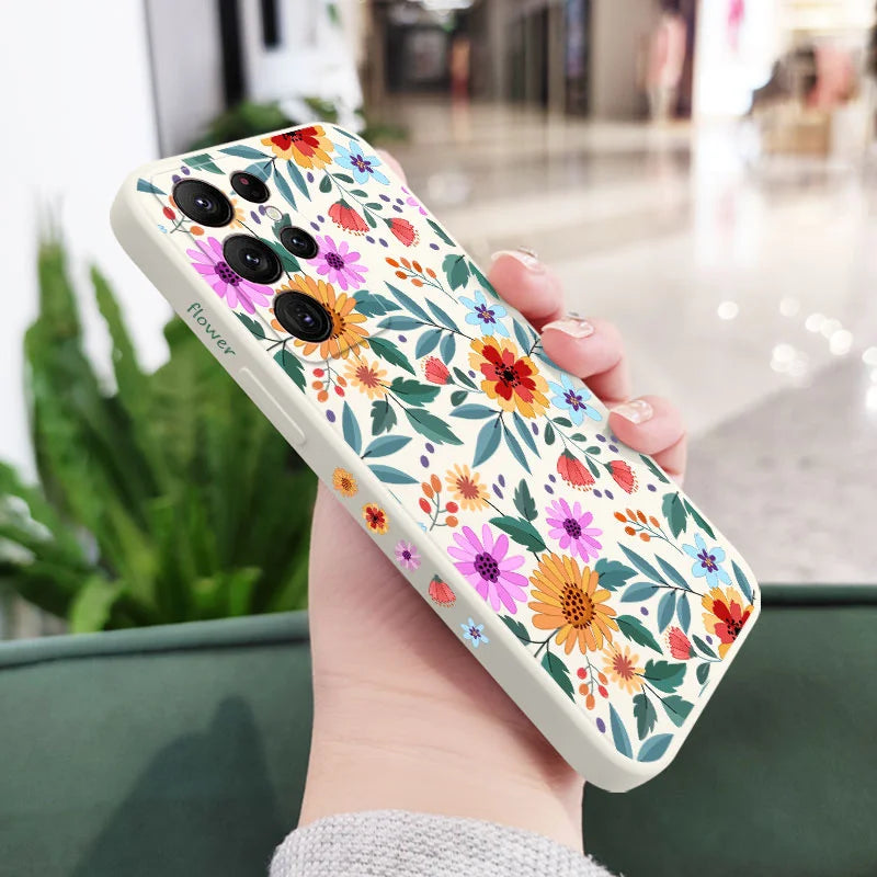 Showy Flowers Phone Case For Samsung Galaxy S25 S24 S23 S22 S21 S20 Ultra Plus FE Note 20 ultra 10 9 Plus Cover